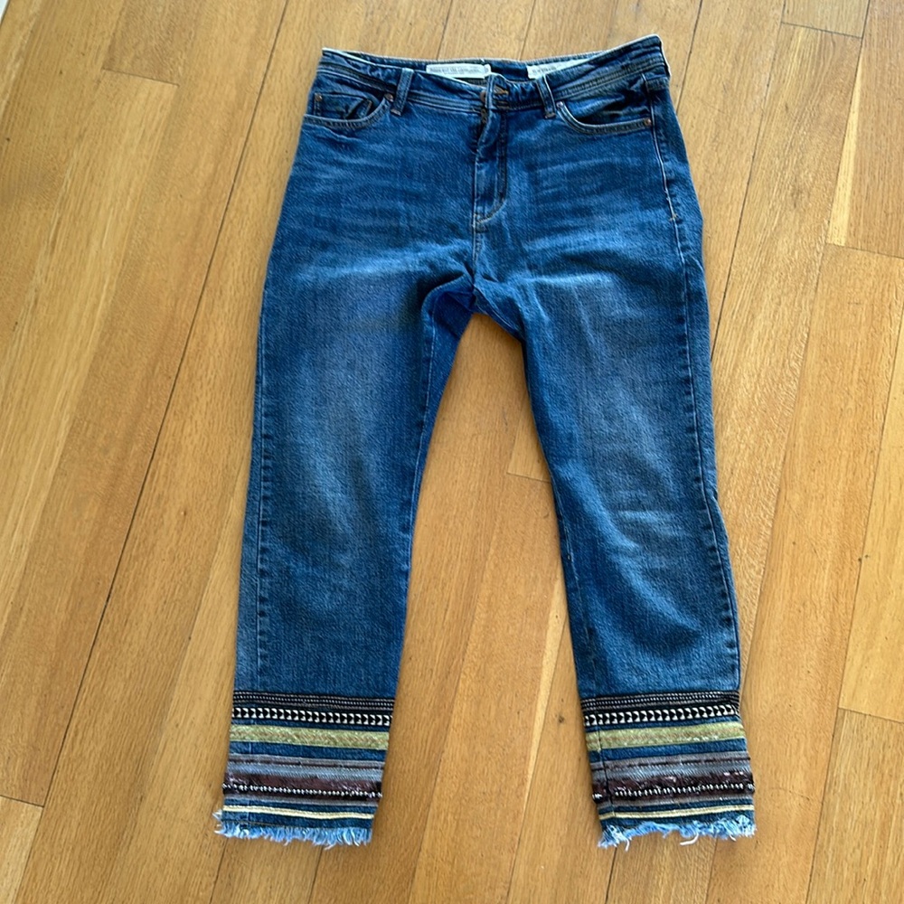 Anthropologie Pilcro skin straight, size 29, embroidered EUC